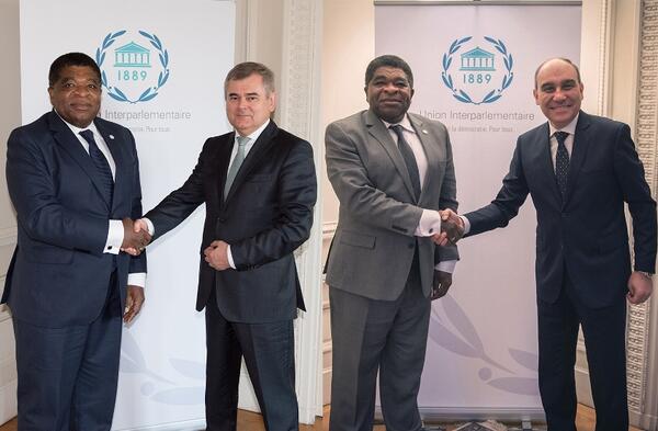 IPU Secretary General Martin Chungong with the Ambassadors of Slovakia  and Egypt