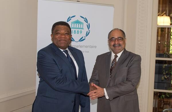 IPU Secretary General, Martin Chungong, and Pakistan’s Ambassador to the UN, Farukh Amil.