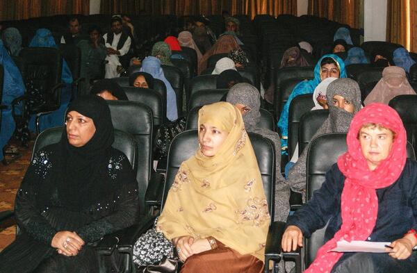 Women gather at the Voter Registration Conference for the Municipal Advisory Board, Helmand Province, Afghanistan