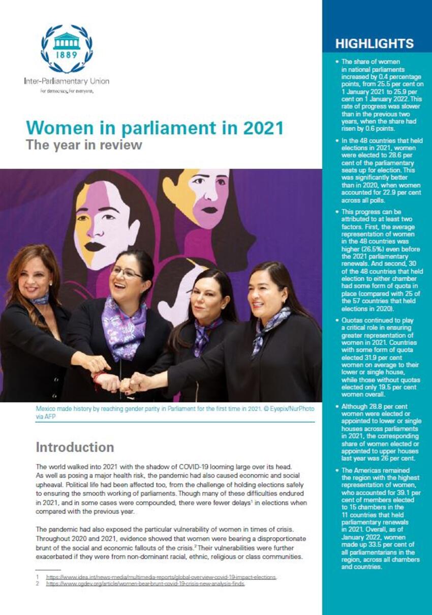 Women in Parliament in 2021 | Inter-Parliamentary Union