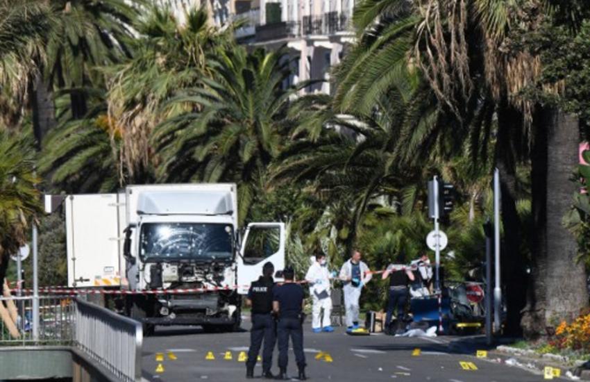 An attack in Nice where a man rammed a truck into a crowd of people, leaving 84 dead and another 18 in a "critical condition". 