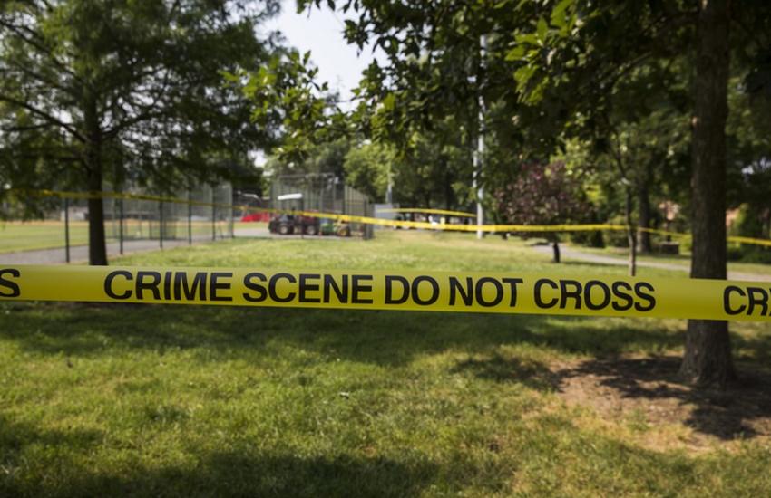 : Crime scene tape blocks off the baseball field where House Majority Whip Congressman Steve Scalise was shot along with 4 others during an ambush style shooting attack by a gunman in Alexandria, Washington, United States on June 14, 2017