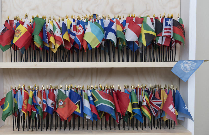 Minature flags at the UN