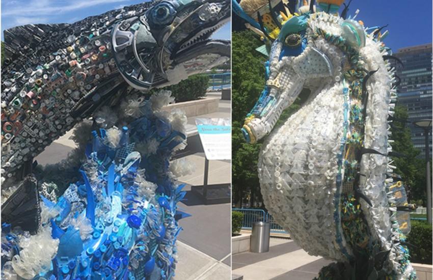 Des sculptures élaborées à partir de déchets récupérés des plages de 
l’Oregon. ©UIP/Paddy Torsney

