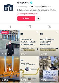 The TikTok account of the Austrian Parliament 