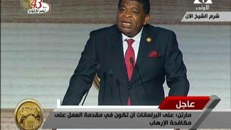 Martin Chungong addressing the Presidents of the African and Arab Parliaments.