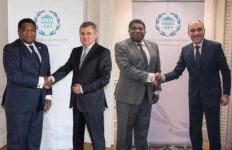 IPU Secretary General Martin Chungong with the Ambassadors of Slovakia  and Egypt