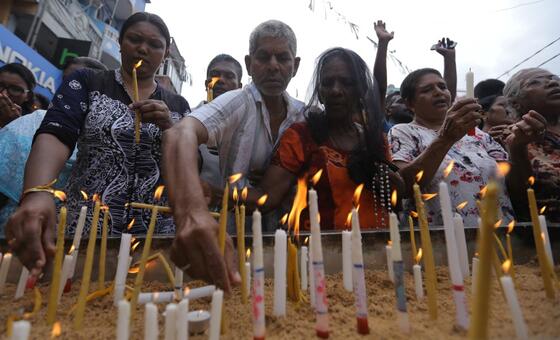 Sri Lankan Catholics after a bomb explosion